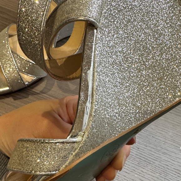 Betsey Johnson Silver Glitter Strappy Heels - Picture 6 of 8